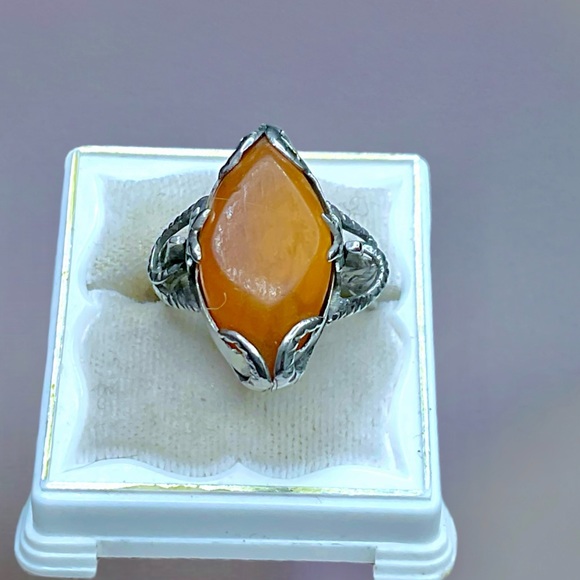🌺Antique Silver &  Amber Ring - Picture 7 of 10